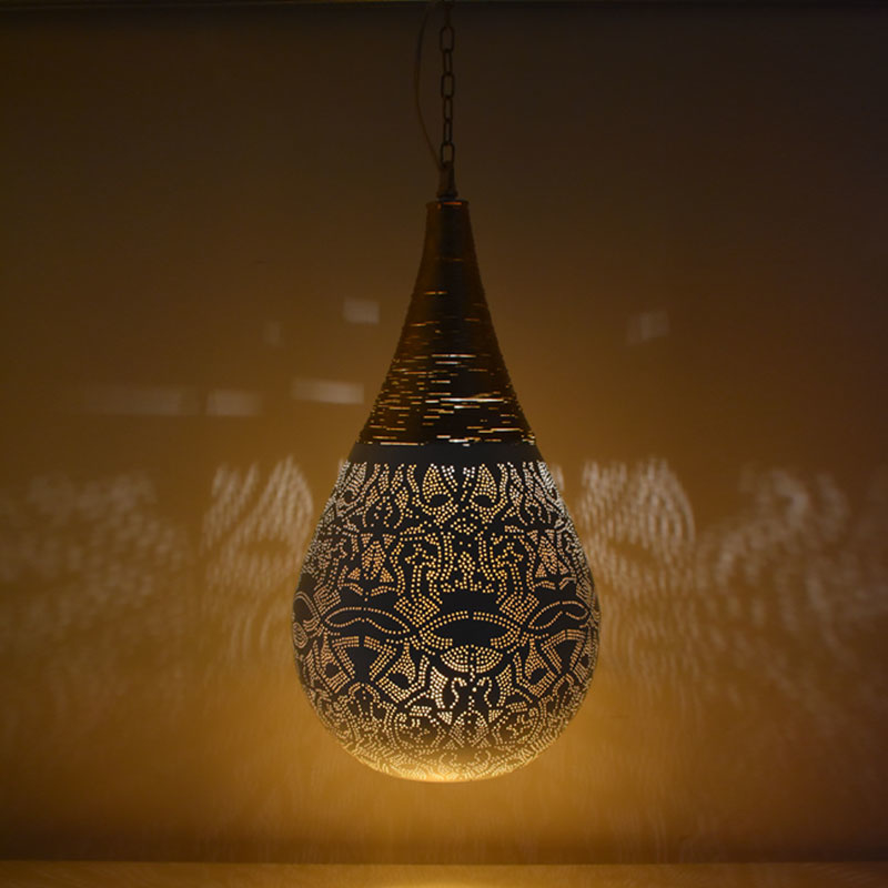 spiritueel overzien PapoeaNieuwGuinea Oosterse hanglamp druppel & draad wit goud small | Oosterse lampen