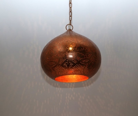 Oosterse lamp met vintage koperen kleur | Filigrain design | Metalen gaatjes lamp | Oosterse verlichting | Sfeervol voor een scherpe prijs