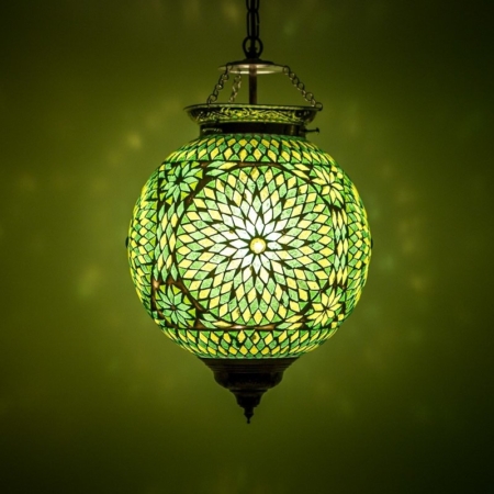 Oosterse hanglamp groen mozaiek | Oosterse lampen