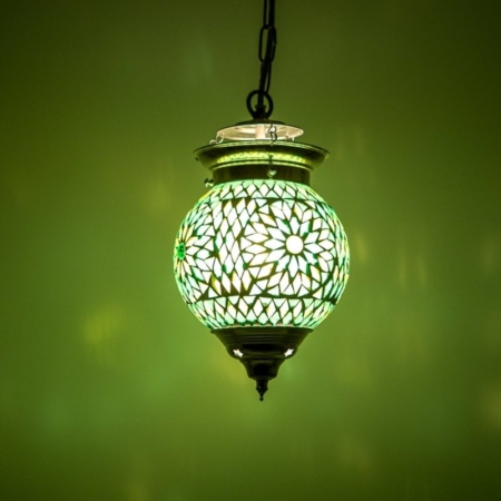 Oosterse hanglamp groen mozaiek