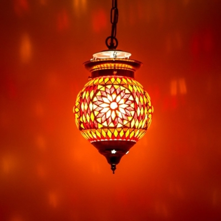 Oosterse lamp | Hanglamp | Mozaiek | Rood oranje | Oosterse lampen | Scherpe prijzen