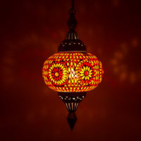 Mozaiek hanglamp pompoen rood oranje | Oosterse lamp