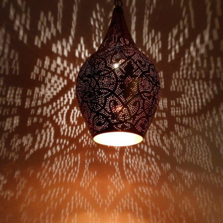 Oosterse lamp | Filigrain gaatjes patroon | Moderne Oosterse lampen | Marokkaanse hanglamp | Arabische verlichting
