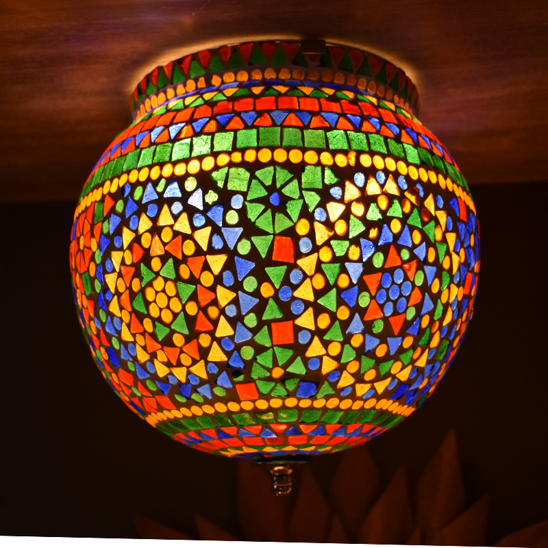 gebouw Werkelijk filter Oosterse plafondlamp Multi-colour glasmozaiek Bol - Oosterse lampen