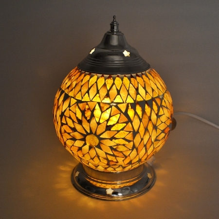 Oosterse tafellamp 15 cm bruin beige mozaïek Arabische lampen Oosterse lampen online specialist