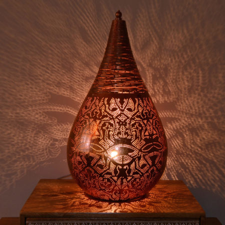 Oosterse tafellamp | Vintage koper | Filigrain | Marokkaanse lamp | Arabisch interieur