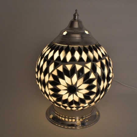 Oosterse tafellamp met zwart wit glasmozaiek | Oosterse lampen voor scherpe prijzen | Gratis bezorgd