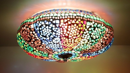 Oosterse plafonniere | Kleurrijke multi-colour plafondlamp | Oosterse lampen
