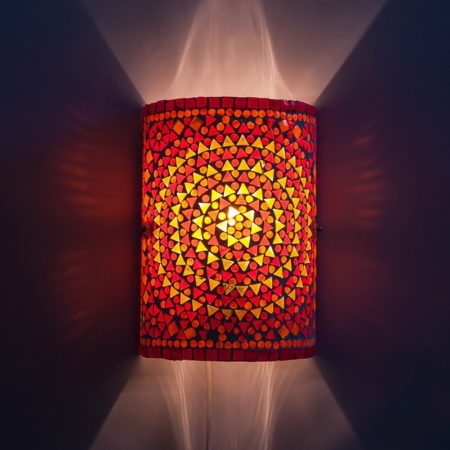 Rood|Oranje|Wandlamp|Mozaiek|Turkish|Design